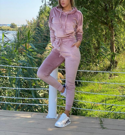Treninguri si Compleuri - Trening catifea cropp - PINK