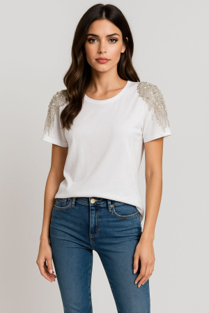 Noutati - Tricou Pearl Power - Alb