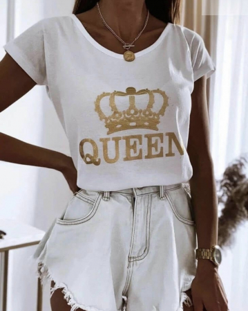 Bluze si tricouri - Tricou Queen - Alb