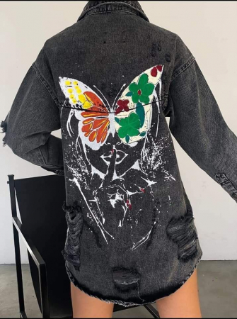 Geci si jachete - Geaca Jeans Butterfly Black