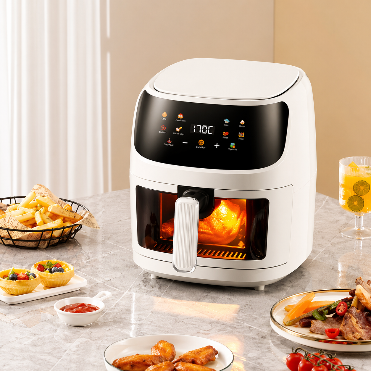 AndraRose Styles Air Fryer Digital Alb, 8L