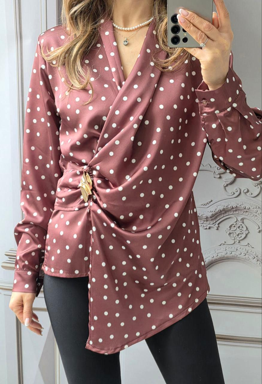 Bluză Satin Polka Twist S, Negru