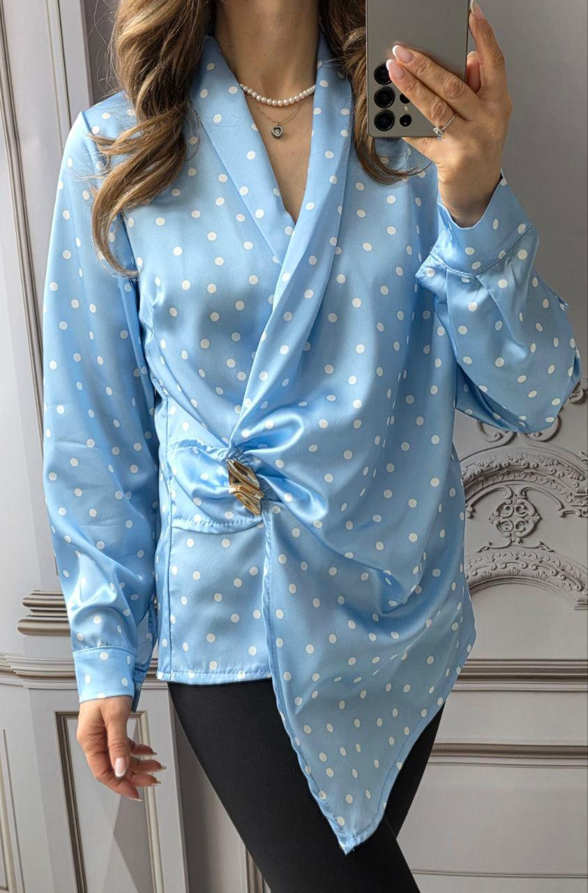 Bluză Satin Polka Twist XS, Bleu