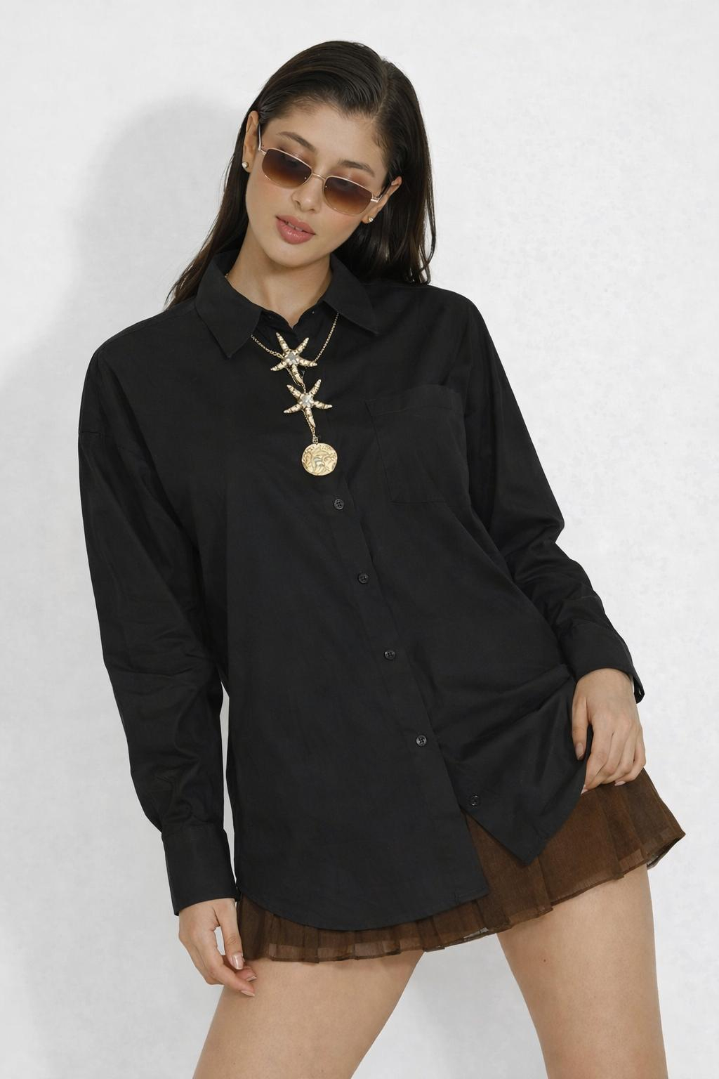 blush cremos Camasa oversized din bumbac - Blush Edition XL, Negru