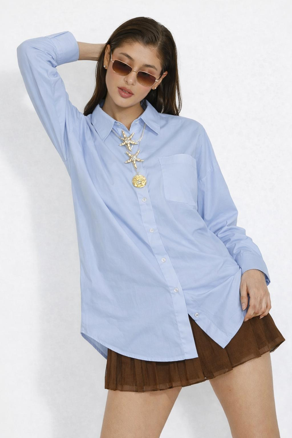 blush cremos Camasa oversized din bumbac - Blush Edition XL, Bleu