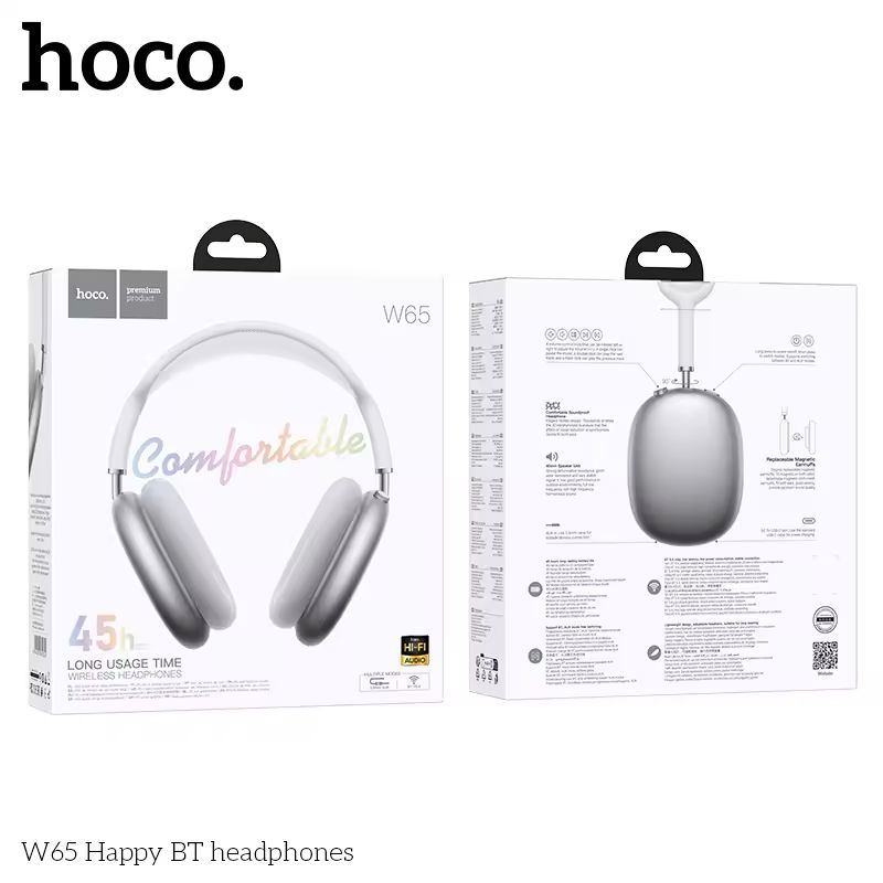 happy color pix Casti Wireless, Happy BT HOCO W65, Over Ear, Bluetooth Gri