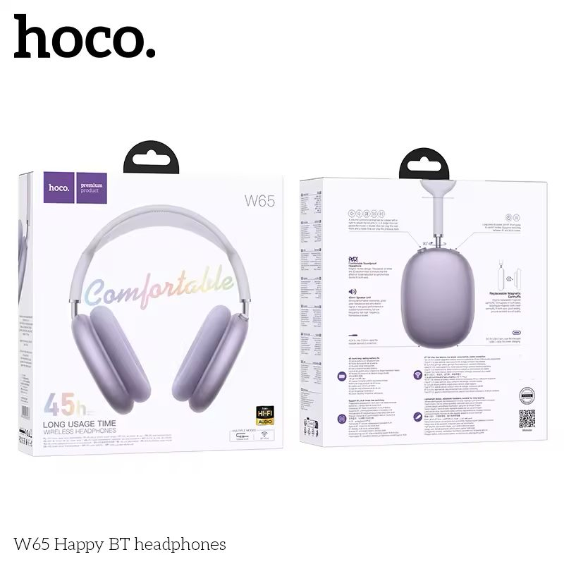 happy color pix Casti Wireless, Happy BT HOCO W65, Over Ear, Bluetooth Mov