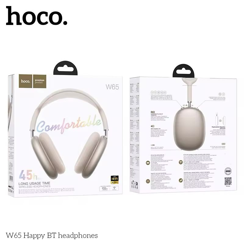 happy color pix Casti Wireless, Happy BT HOCO W65, Over Ear, Bluetooth Bej