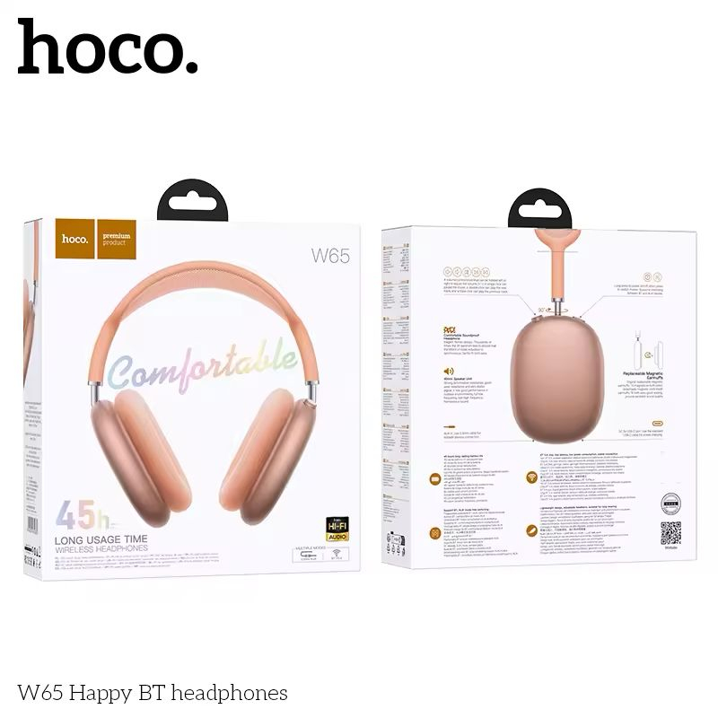 happy color pix Casti Wireless, Happy BT HOCO W65, Over Ear, Bluetooth Rose Gold