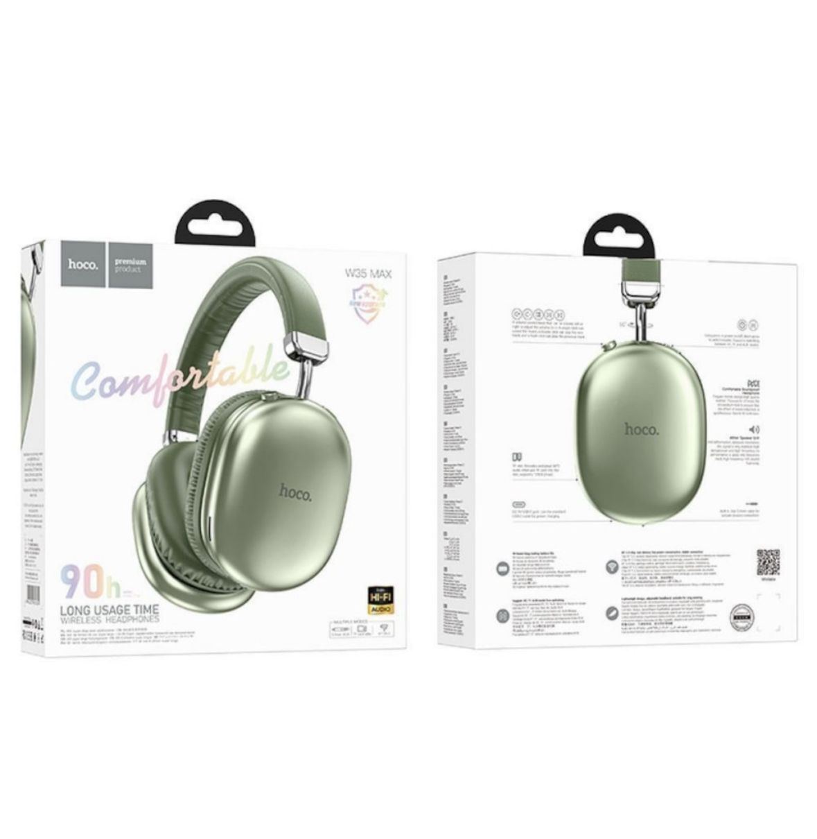 Casti Wireless Hoco (W35 Max), Over Ear, BT 5.3, Stand-By 200h, 800mAh Verde