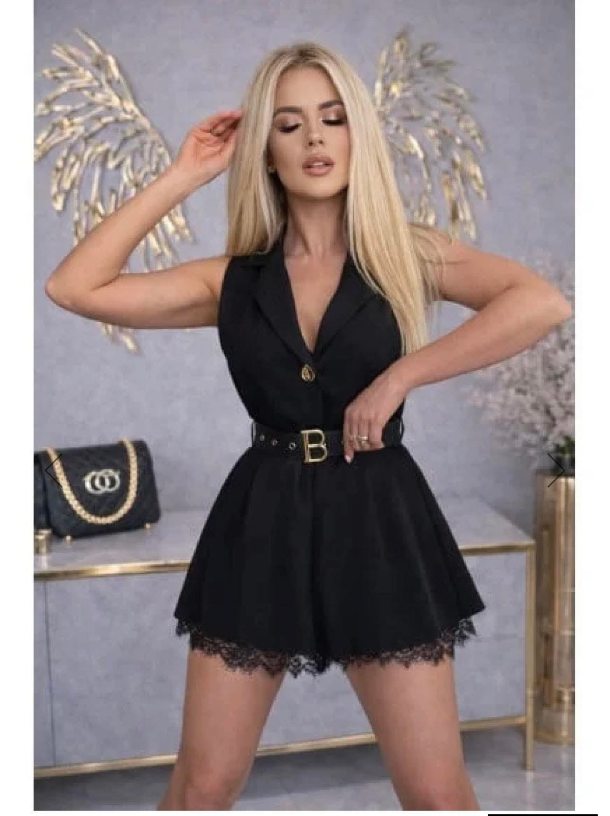 AndraRose Styles Rochie mini cu dantela - Golden Muse XL, Negru
