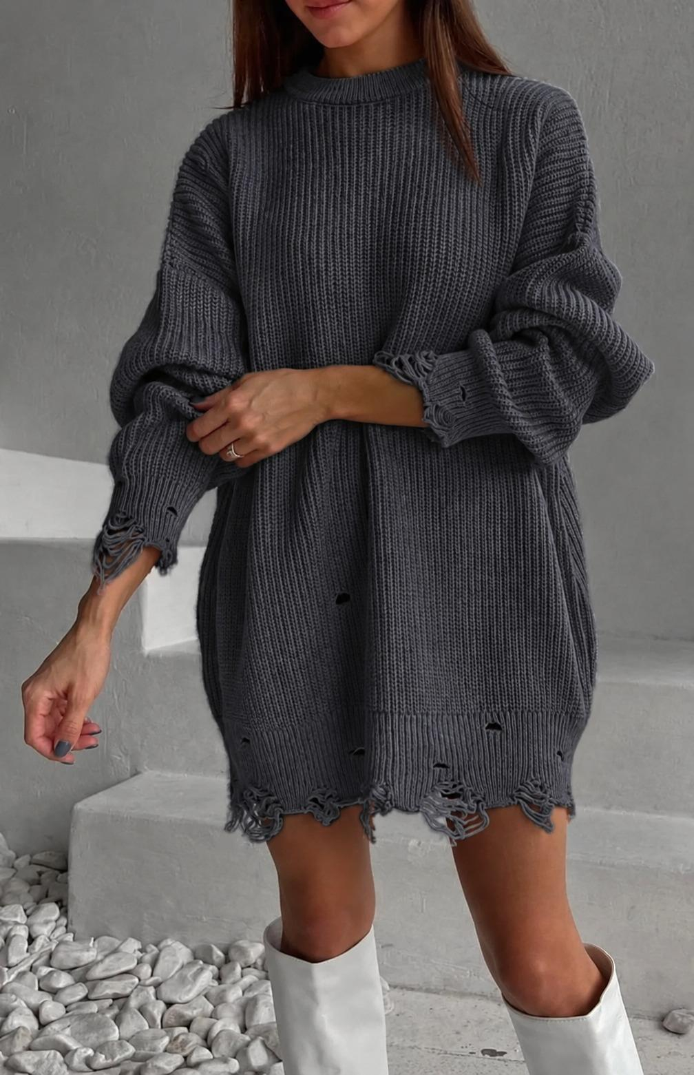 Rochie-pulover Ducatty - Gri inchis L, Gri Inchis