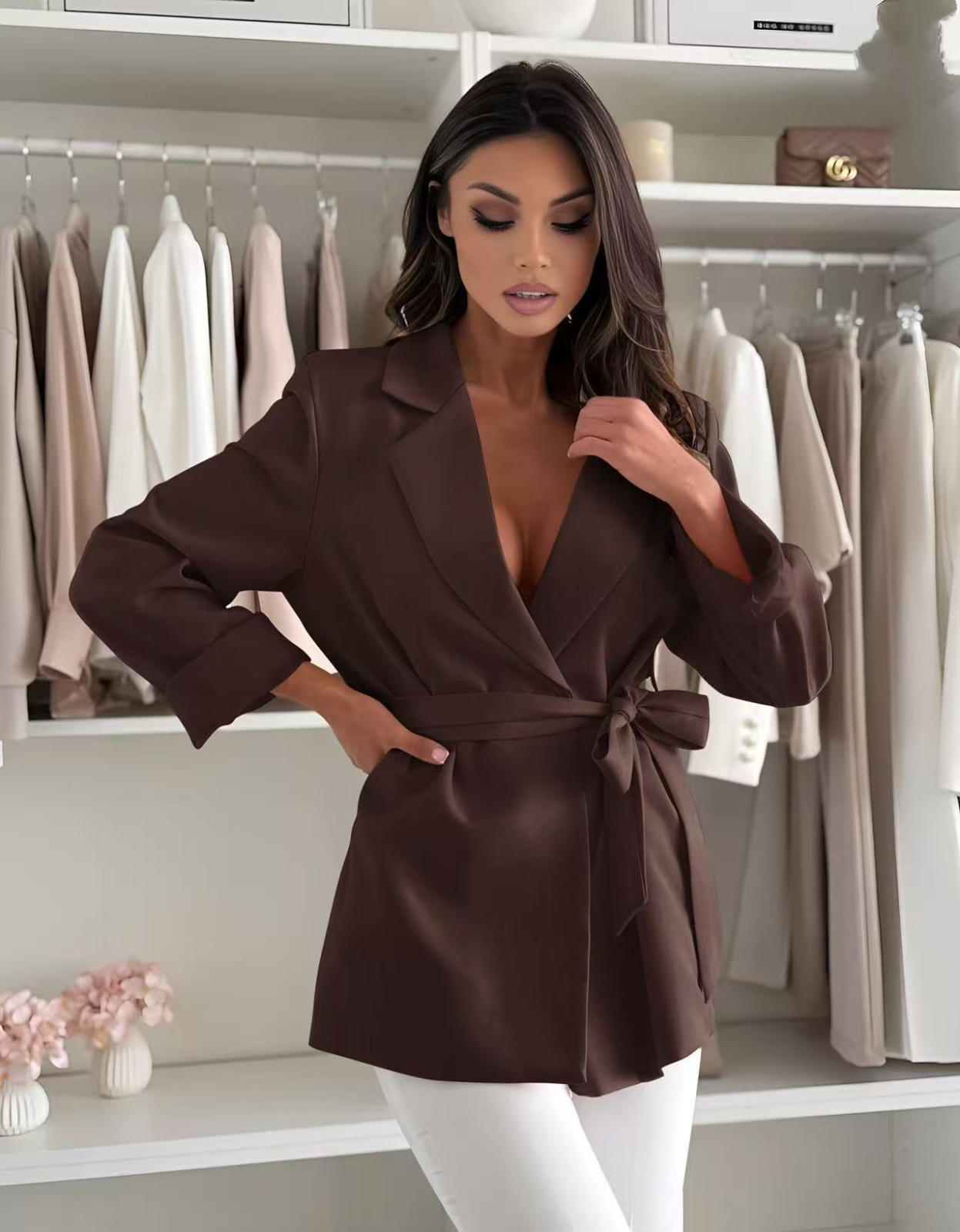 Sacou Rose Statement Belted L, Maro
