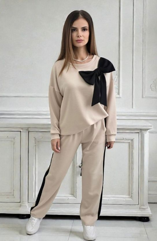 Trening elegant cu fundă decorativă - Bow Set L, Bej