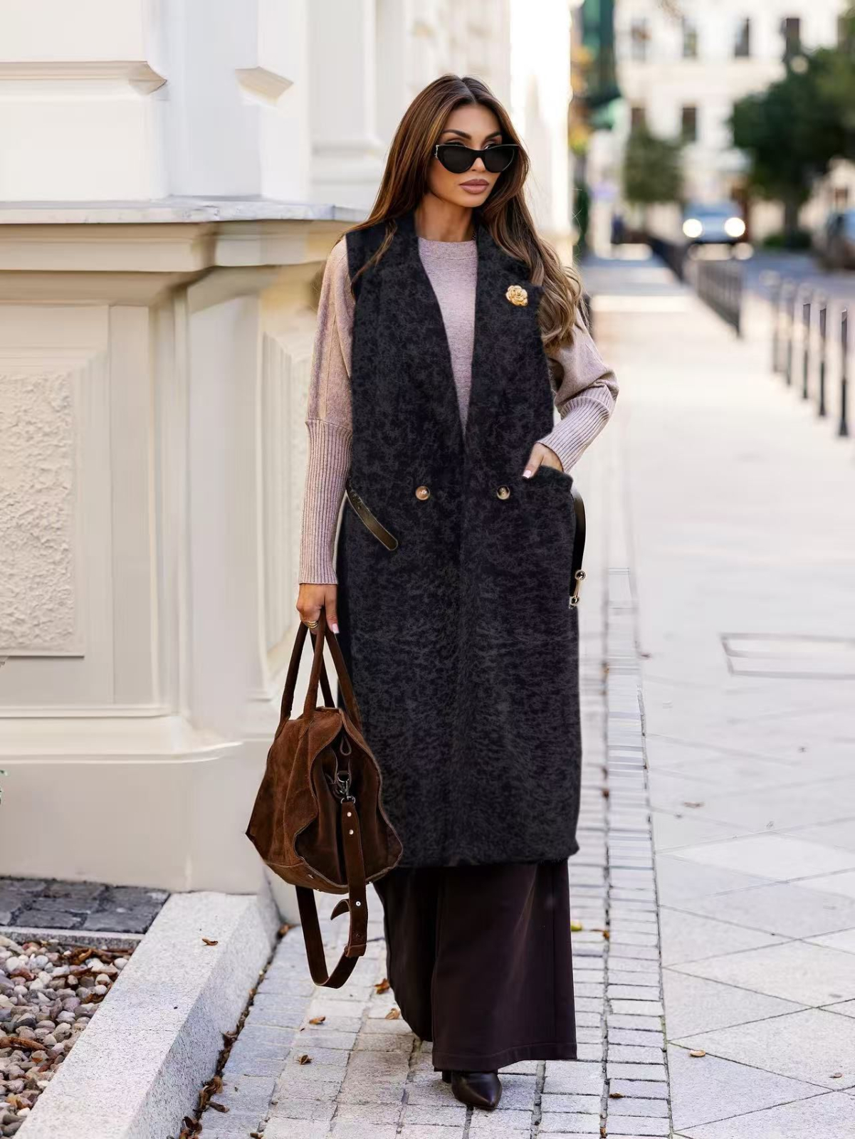 Vesta lunga din lână - Herritage Wool Vest XS, Gri
