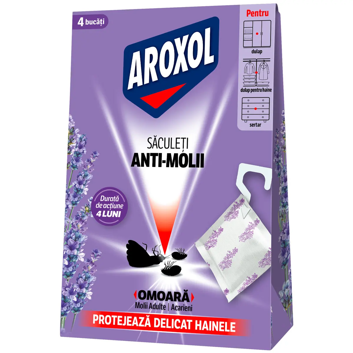 Insecticide si capcane - Aroxol Saculeti Antimolii Lavanda 4 buc