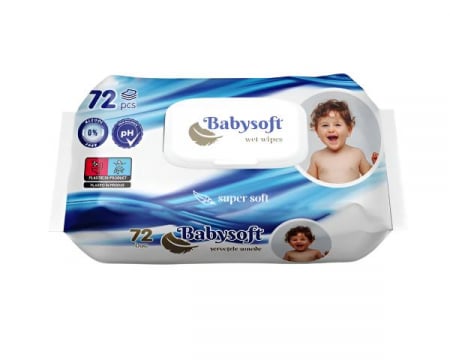 Servetele copii - BABY SOFT Servetele umede pentru copii cu capac Super Soft Albastru inchis 72 buc