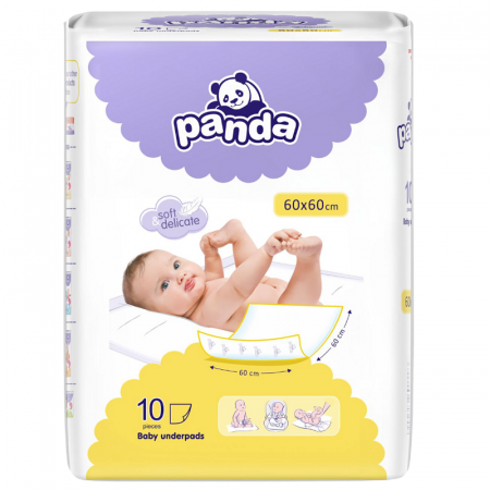 Cearceaf aleze copii - Cearceaf Absorbant Panda 60x60 cm 10 buc.