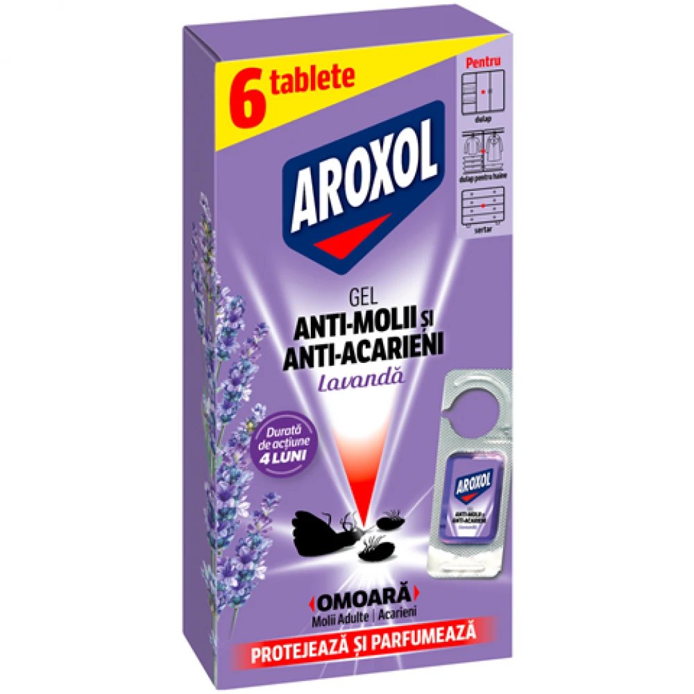 Produse curatare si intretinere casa - Gel Aroxol Anti-molii Lavanda 6 buc.