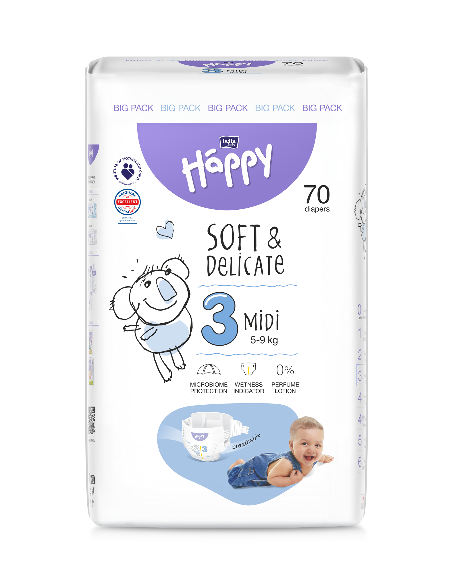 Scutece copii - Scutece Happy 3 Big Pack Midi 5-9 kg 70 buc.