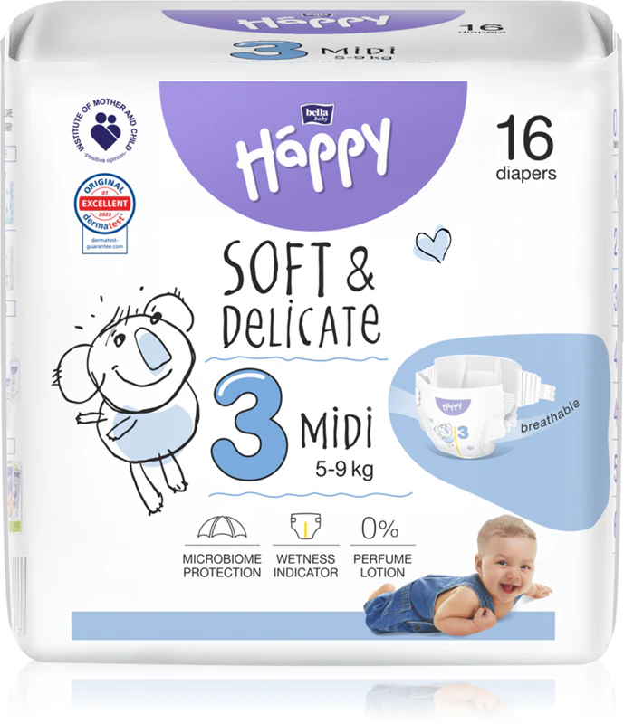 Scutece copii - Scutece Happy 3 Midi 5-9 kg 16 buc.