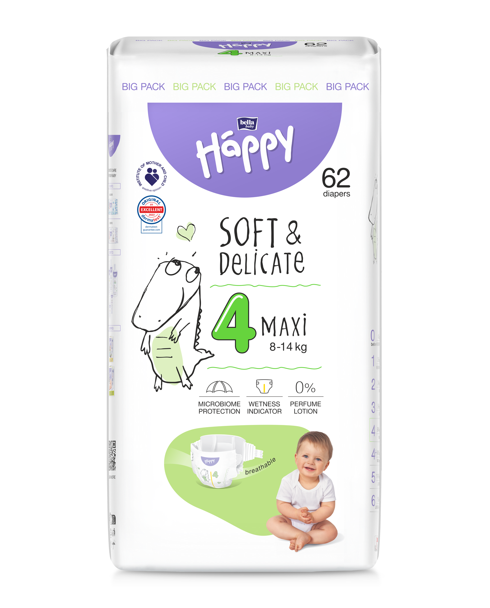 Scutece copii - Scutece Happy 4 Big Pack 8-14 kg 62 buc