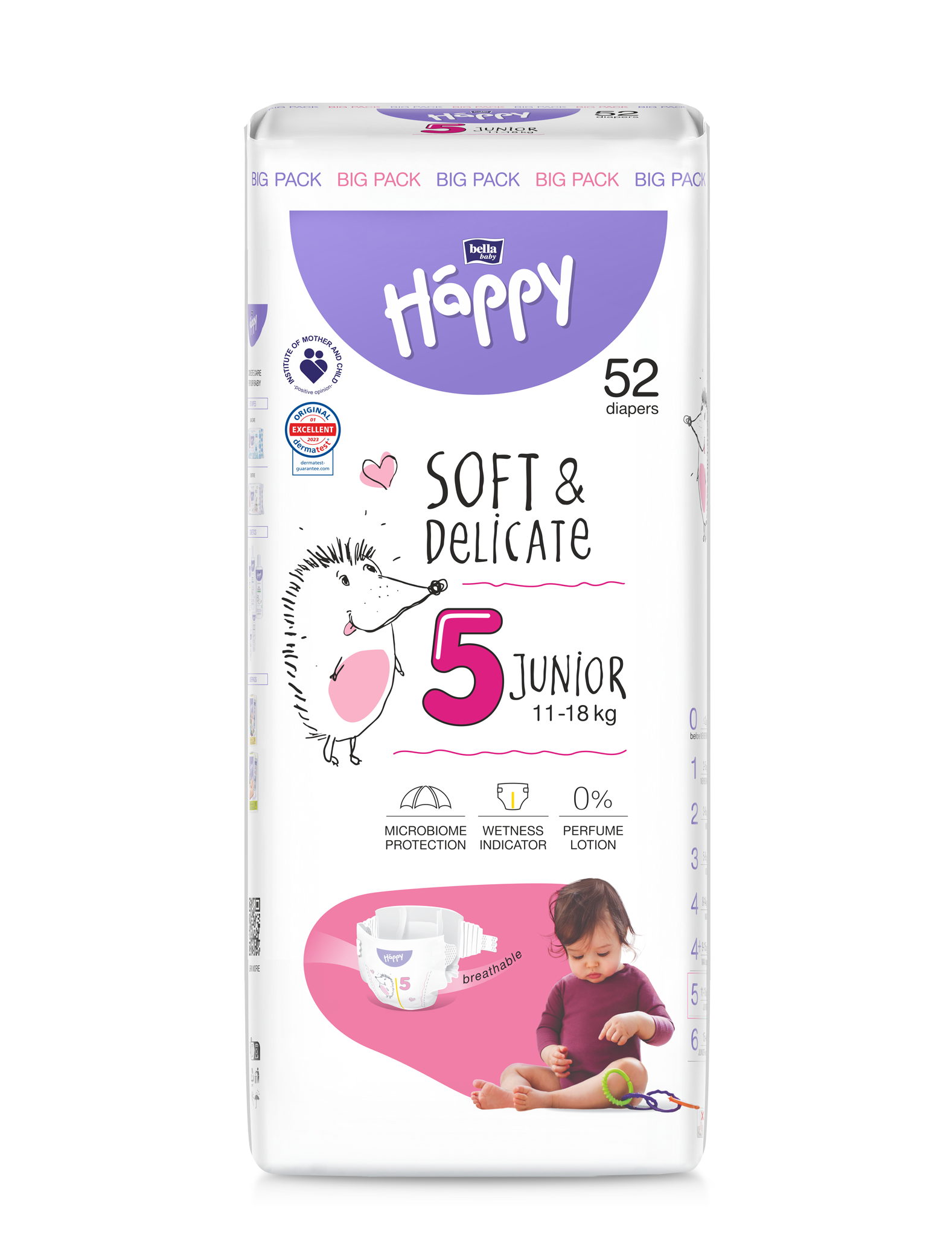 Scutece copii - Scutece Happy 5 Big Pack Junior 11-18kg 52 buc.