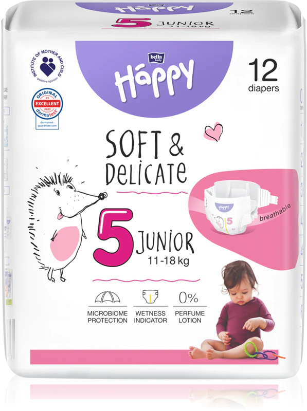 Scutece copii - Scutece Happy 5 Junior 11-18 kg 12 buc.