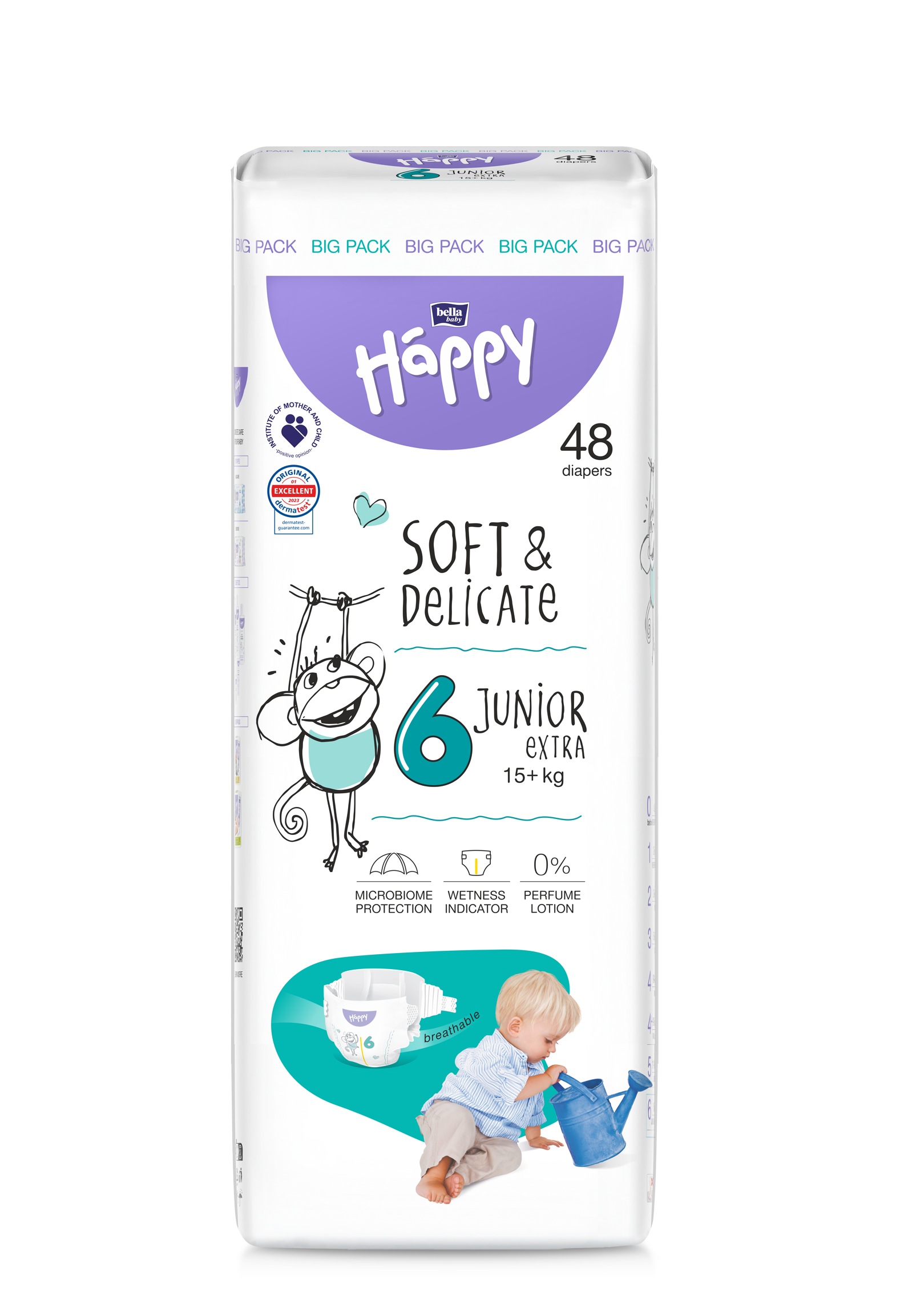 Scutece copii - Scutece Happy 6 Big Pack Junior Extra 15 kg+48 BUC