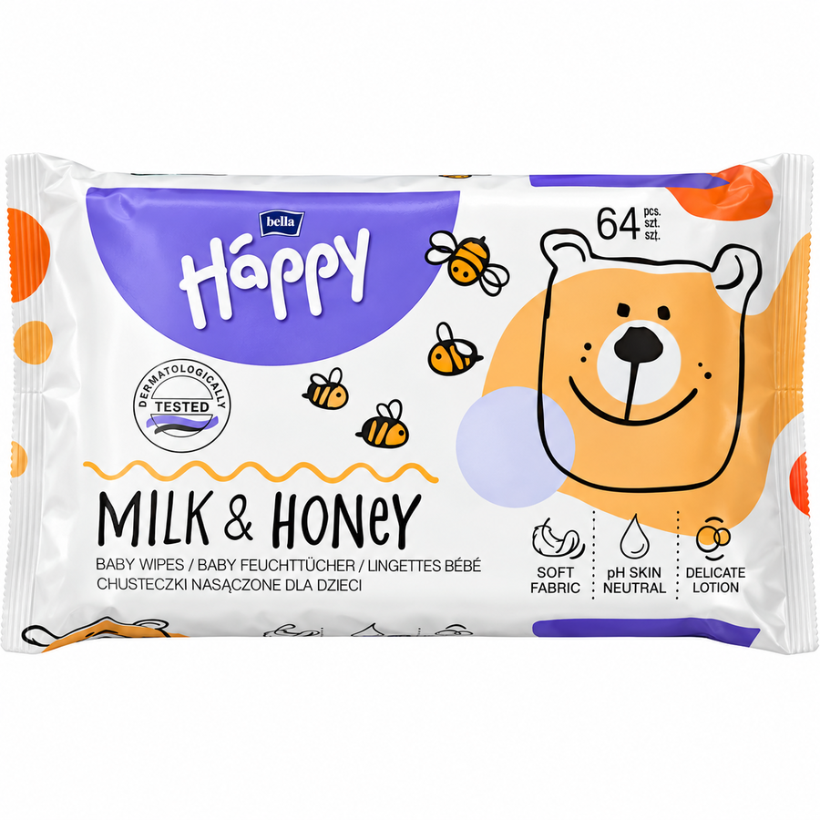Servetele - Servetele Umede Happy Milk & Honey 64 buc.