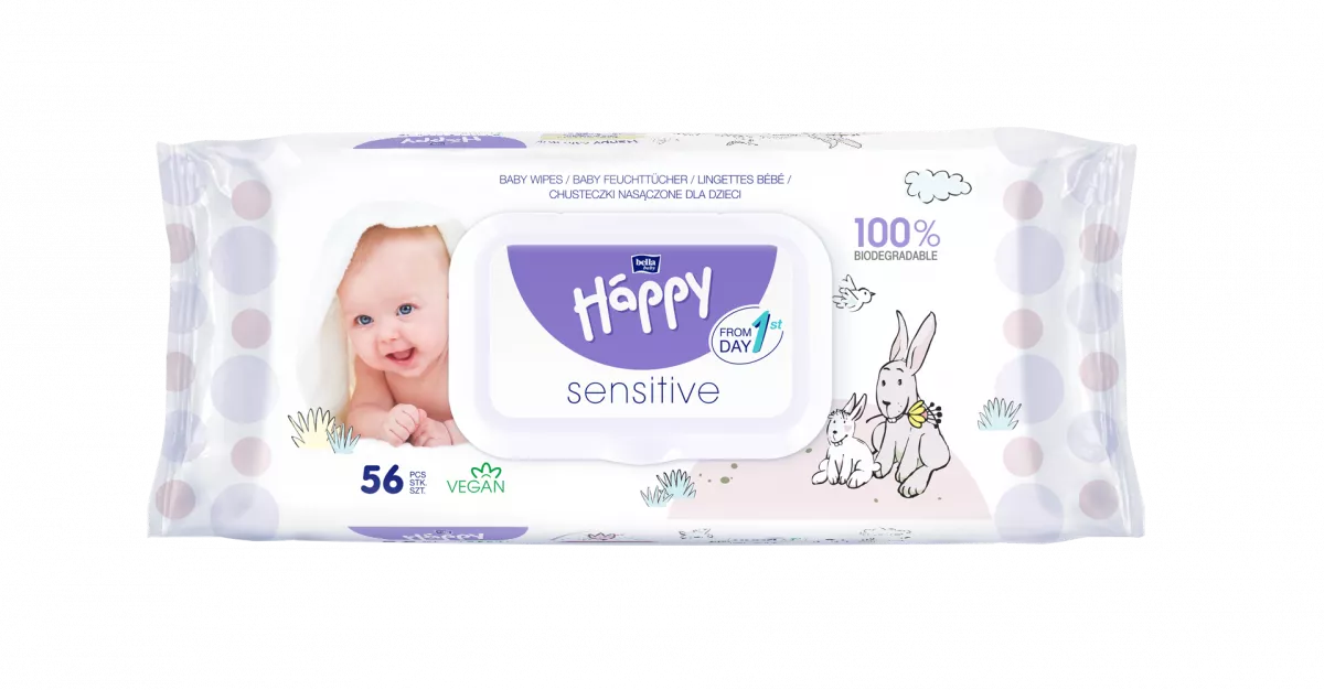 Servetele copii - Servetele Umede Happy Sensitive 56 buc.