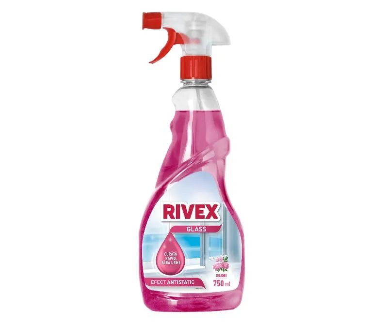Solutii curatat geamuri - Solutie de geam Rivex Glass Pompa Bujori Efect Antistatic 750ml