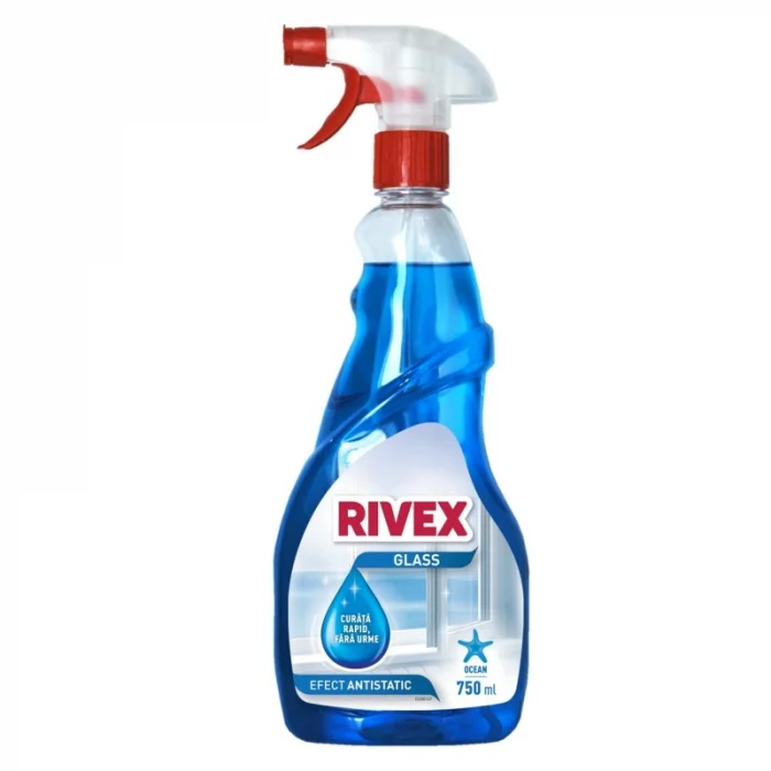 Solutii curatat geamuri - Solutie de geam Rivex Glass Pompa Clear/Ocean Efect Antistatic 750ml
