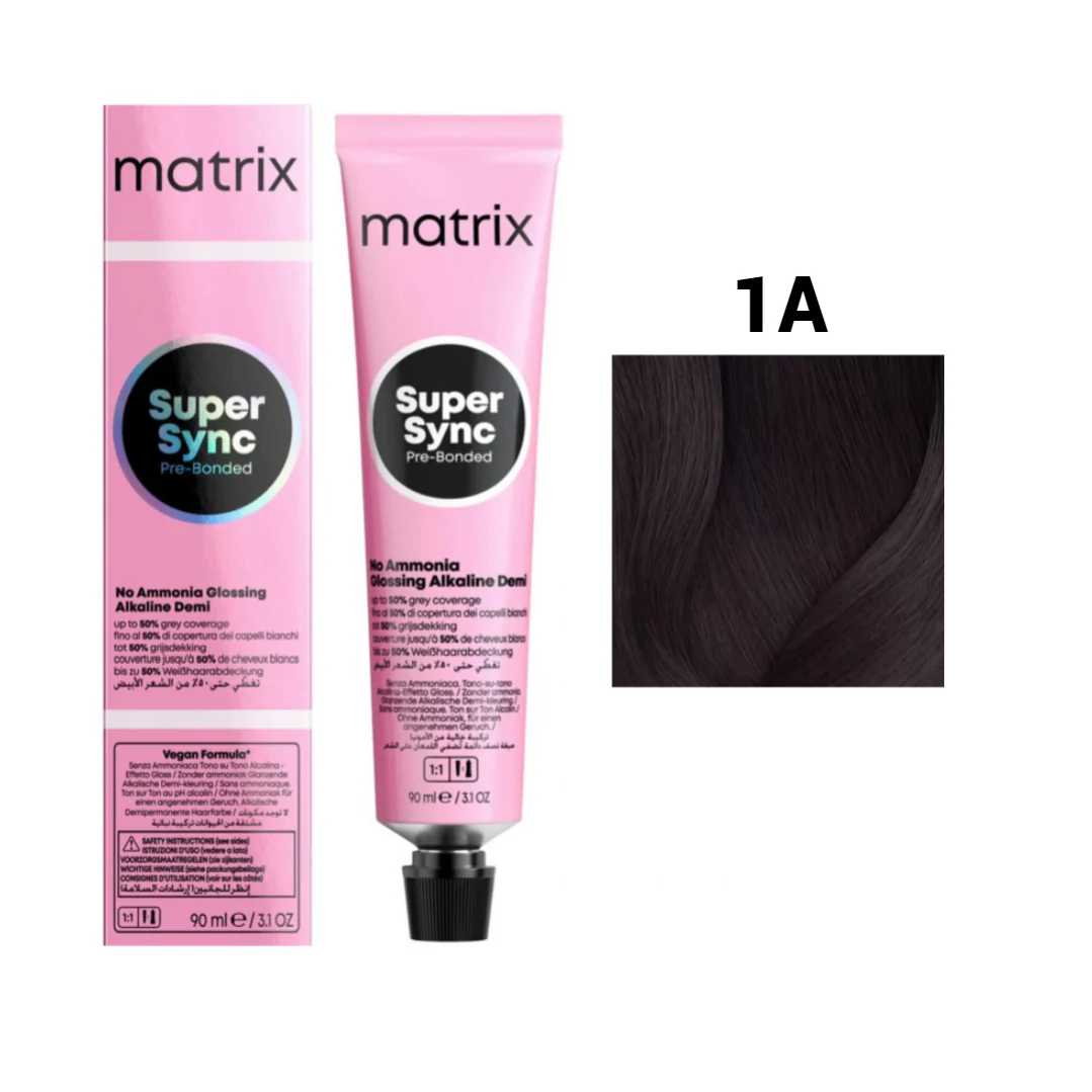Vopsea Matrix - Vopsea de Par - Vopsea Matrix Super Sync 1A Negru Albastrui Cenusiu 90 ml