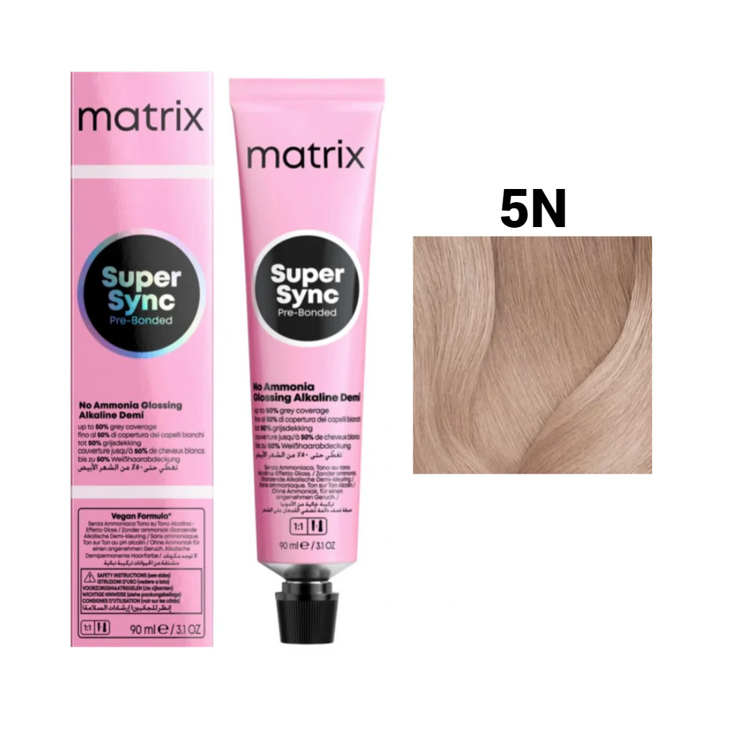 Vopsea Matrix - Vopsea de Par - Vopsea Matrix Super Sync 5N Saten Deschis Natural 90 ml