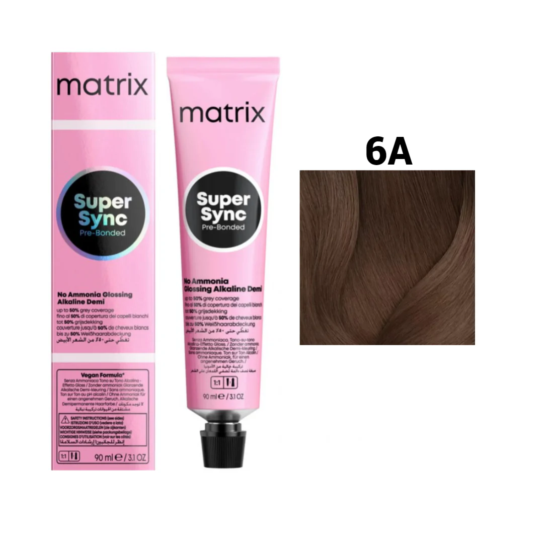 Vopsea Matrix - Vopsea de Par - Vopsea Matrix Super Sync 6A Blond Inchis Cenusiu 90 ml