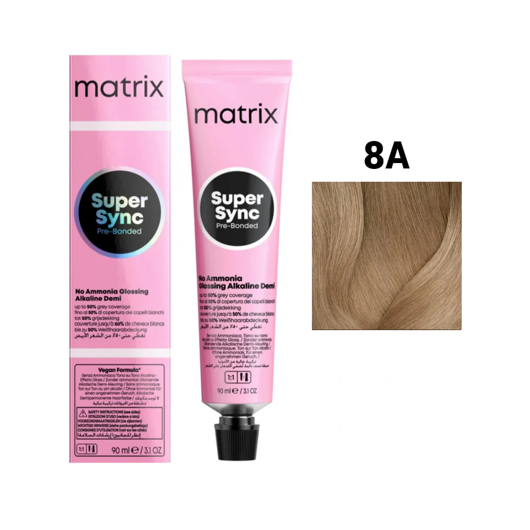 Vopsea Matrix - Vopsea de Par - Vopsea Matrix Super Sync 8A Blond Deschis Cenusiu 90 ml