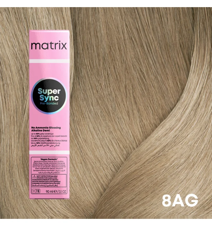 Vopsea Matrix Super Sync 8AG Blond Deschis Cenusiu Auriu 90ml [1]