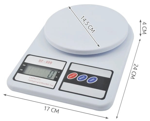 Cantar de bucatarie afisaj LCD 0.6 inch functie Tara capacitate maxima 7 kg indicator baterie descarcata alb [2]
