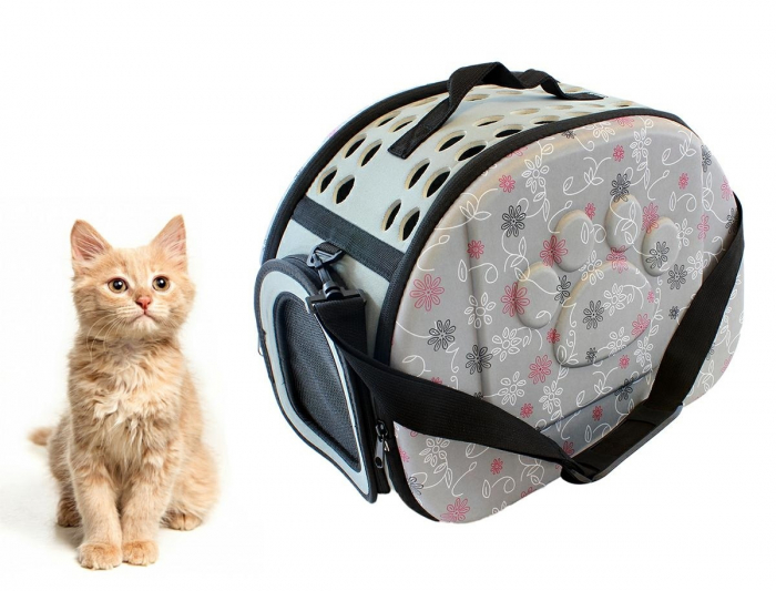 Geanta de transport animale companie pliabila 43x30x32cm Gri [2]
