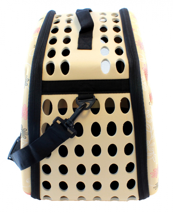 Geanta Transport Animale de Companie talie mica cu inchidere dubla 35x20x22 cm bej [3]