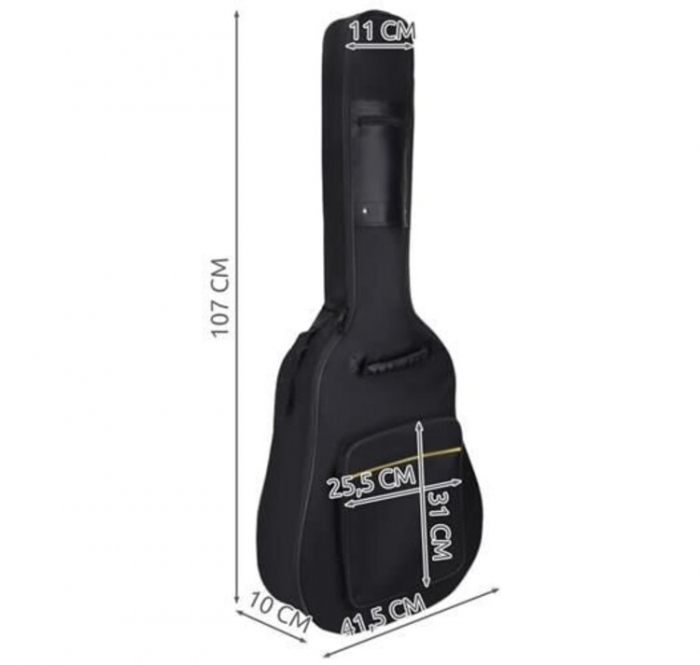 Husa chitara acustica, Poliester, 107x42x13 cm, Negru [14]