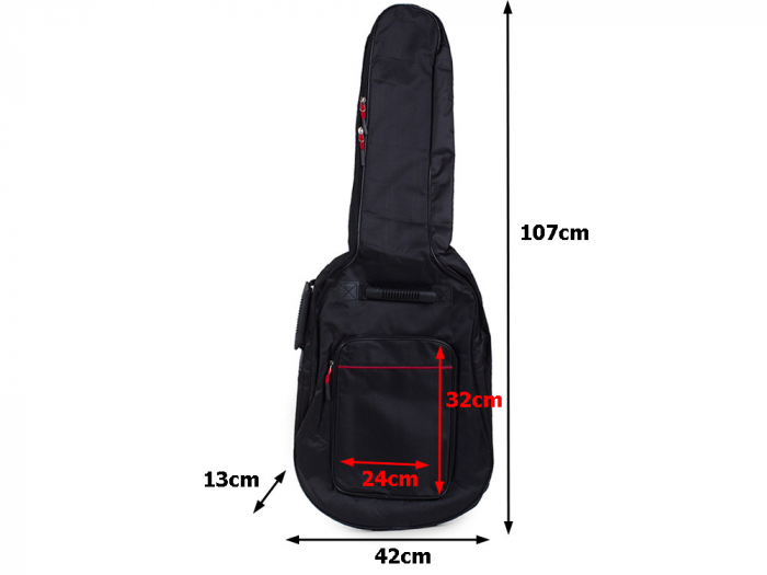 Husa chitara acustica, Poliester, 107x42x13 cm, Negru [5]
