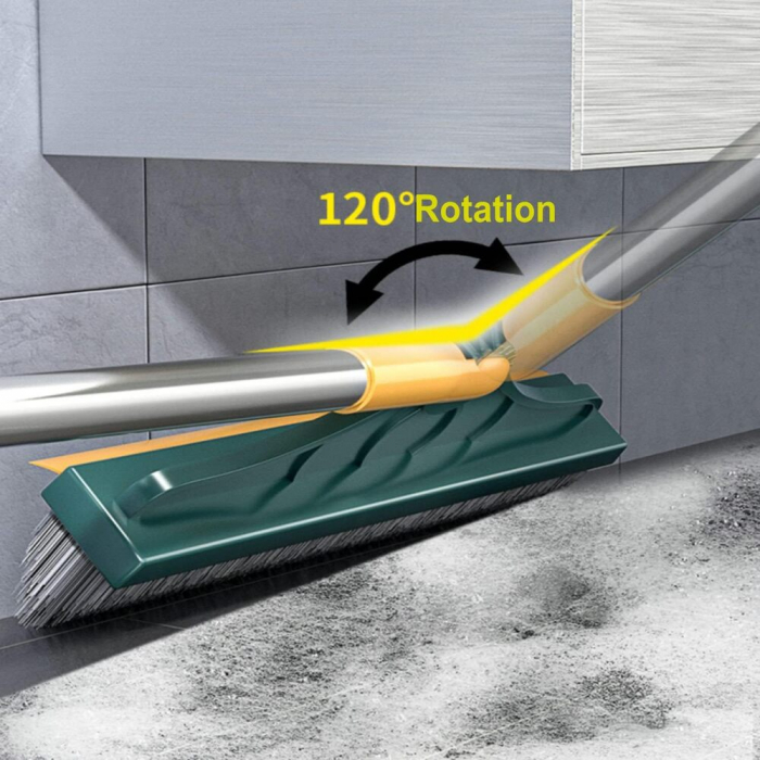 Matura 2in1 Perie cu Racleta pentru Spalat Podeaua Anete®, Cap Detasabil/Rotativ 120°, Perii in Forma de V,  Otel Inoxidabil, Plastic/Polipropilena, 100x22cm, Verde-galben [11]