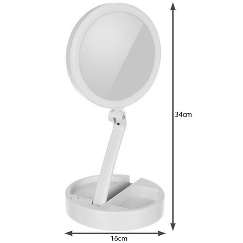 Oglinda cosmetica dubla iluminata LED cu organizator de accesorii [12]