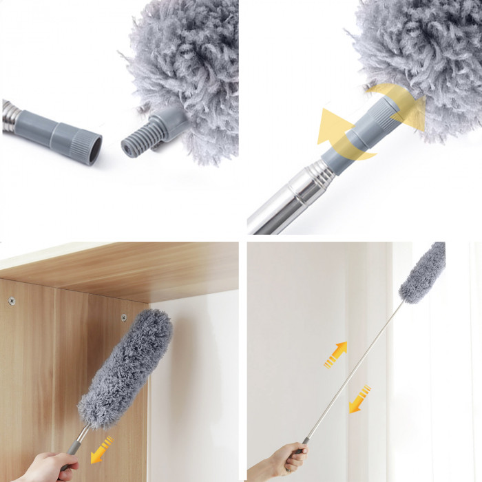 Pamatuf pentru praf microfibra, telescopica, metalica, 3 capete, 80/250 cm, zone greu accesibile [6]