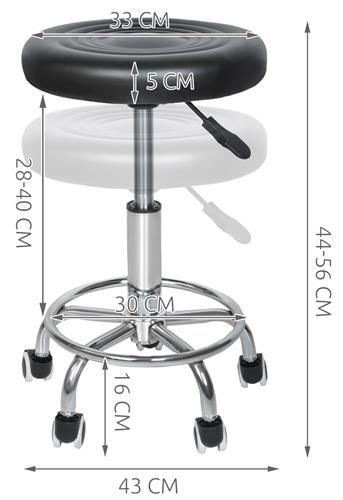 Scaun hidraulic cu roti negru rotund din piele ecologica [2]