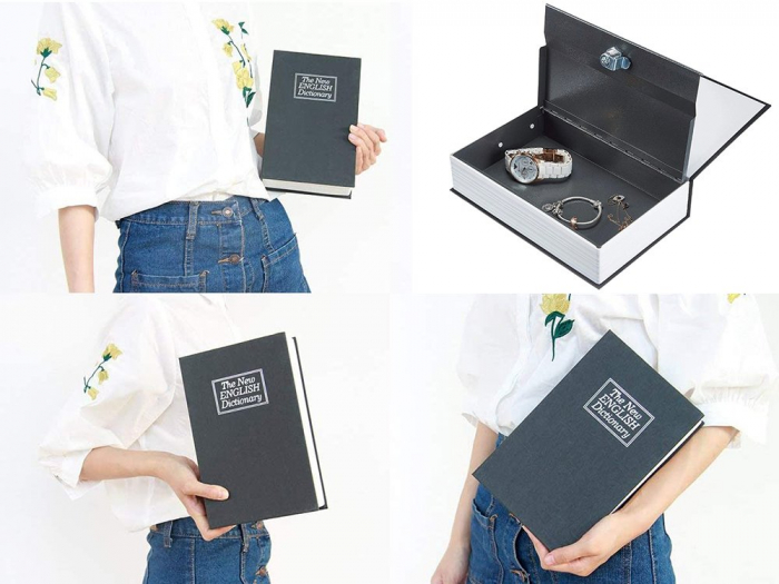 Seif metalic secret VerkGroup, tip carte, cu 2 chei, 16x24cm, negru [4]