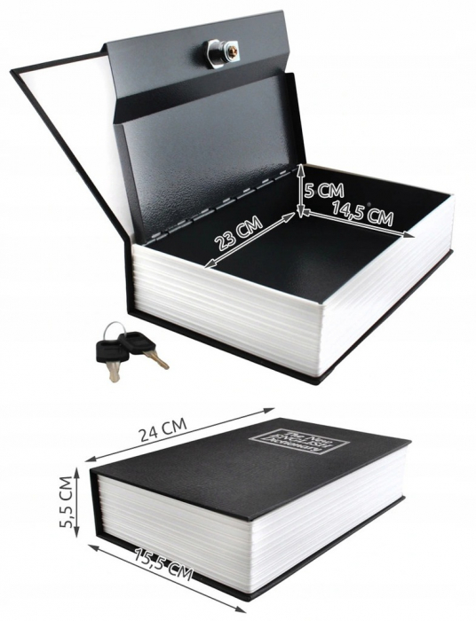 Seif portabil secret tip carte, cu 2 chei, 24x15.5x5.5cm [2]