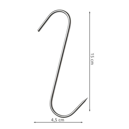 Set 15 carlige din inox pentru macelarie sau afumatoare carne, tip S, 15 cm [9]